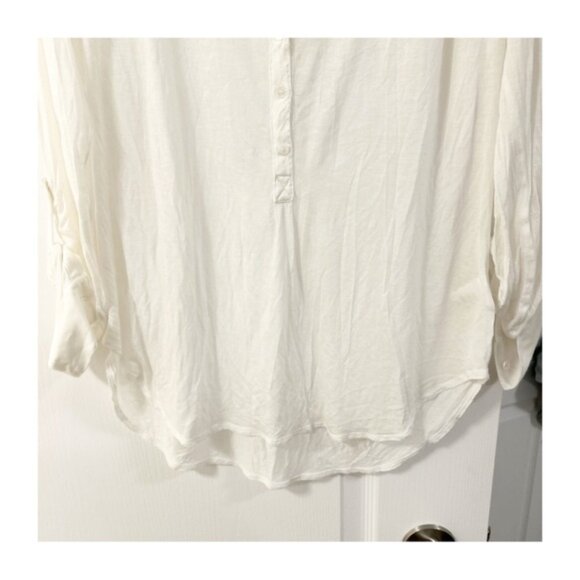 Aritzia Babaton Julien Shirt Blouse Top Rolled Sleeve White Neutral Size XS - Picture 6 of 10